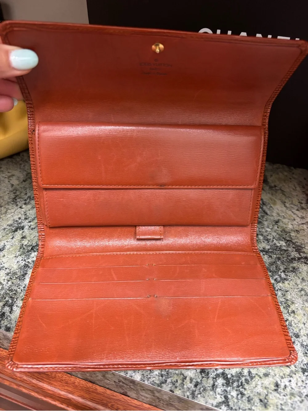 Louis Vuitton Epi Leather Wallet in Cognac beautiful color! With crossbody chain
